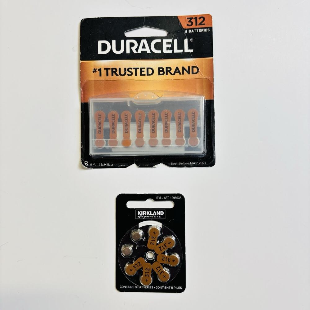 Duracell & Kirkland Sz 312 Hearing Aid Batteries 2 Packs 16 Batteries Ex 3/2021